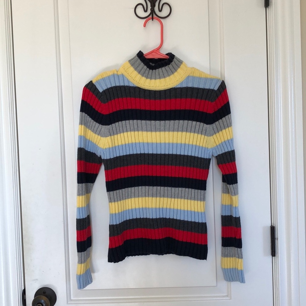 Tommy Hilfiger Multi-Colored Striped Turtleneck